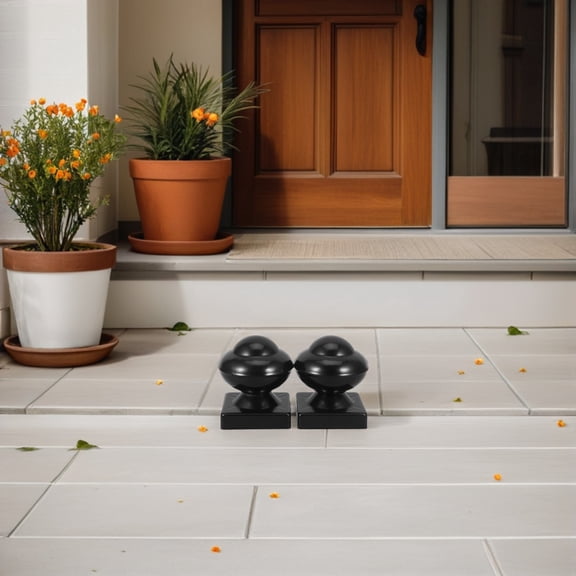 ETHZZLE 2pcs Iron Decorative Post Cap Cover - Gate Deck Railing Head Protection Fence Topper for Holiday Outdoor Gate Fence Accessories