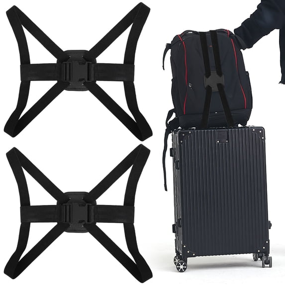 ETHZZLE 2Pcs Luggage Straps Black Polyamide for Suitcase Secure Hold Travel