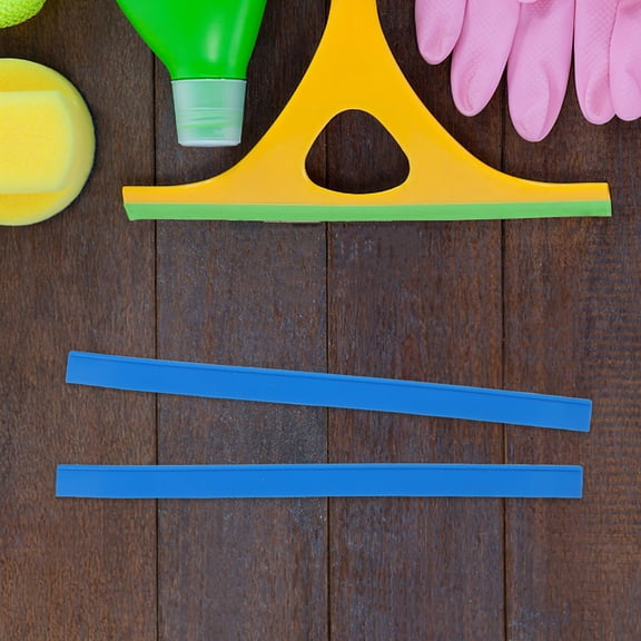 ETHZZLE 2Pcs Flexible Blue Squeegee Rubber Refills for Home Use on Windows Shower and Mirrors