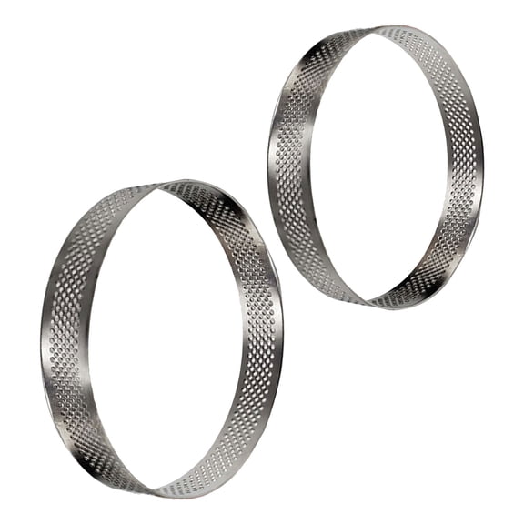 ETHZZLE Set of 2 Stainless Steel Perforated Tart for Baking Mousse Cakes, Pastries, and Desserts