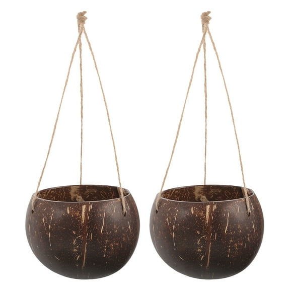 ETHZZLE 2pcs Sunlight and Cold Resistant Hanging Flower Pot Coconut Shell for Office Indoor Decoration