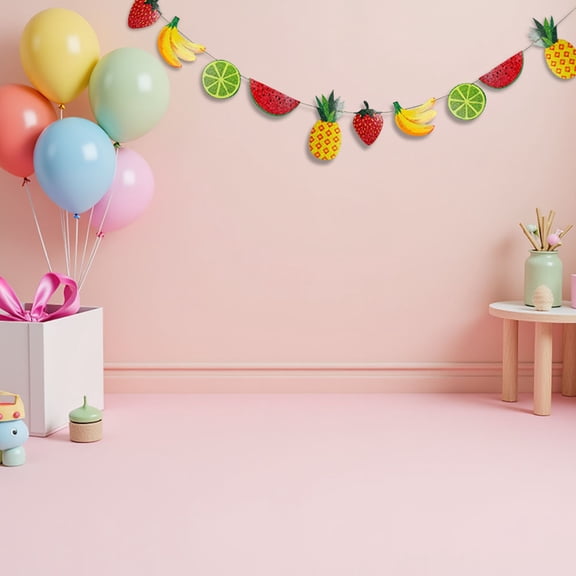 ETHZZLE 2Pcs Birthday Party Banner Tropical Gars Decoration Multi Color for Baby Shower Party Supplies