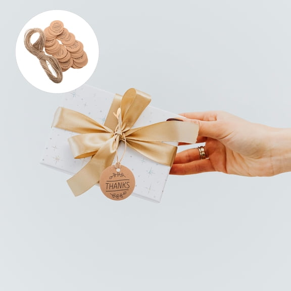 ETHZZLE 300Pcs Round Kraft Paper Hanging Tags for Party Wrapping and Small Business Supplies