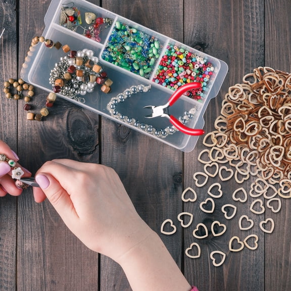 ETHZZLE 300 Pieces Unfinished Wooden Heart Craft Supplies Beige Rustic Heart Table Scatter Decorations