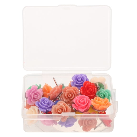 ETHZZLE 30Pcs Decorative Push Pins Flower Design in Assorted Colors for Crafting and Bulletin Board Use