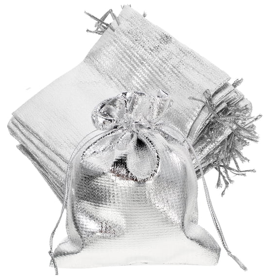 ETHZZLE 30Pcs Plated Silver Drawstring Pouches for Decorative and Convenient Storage Use