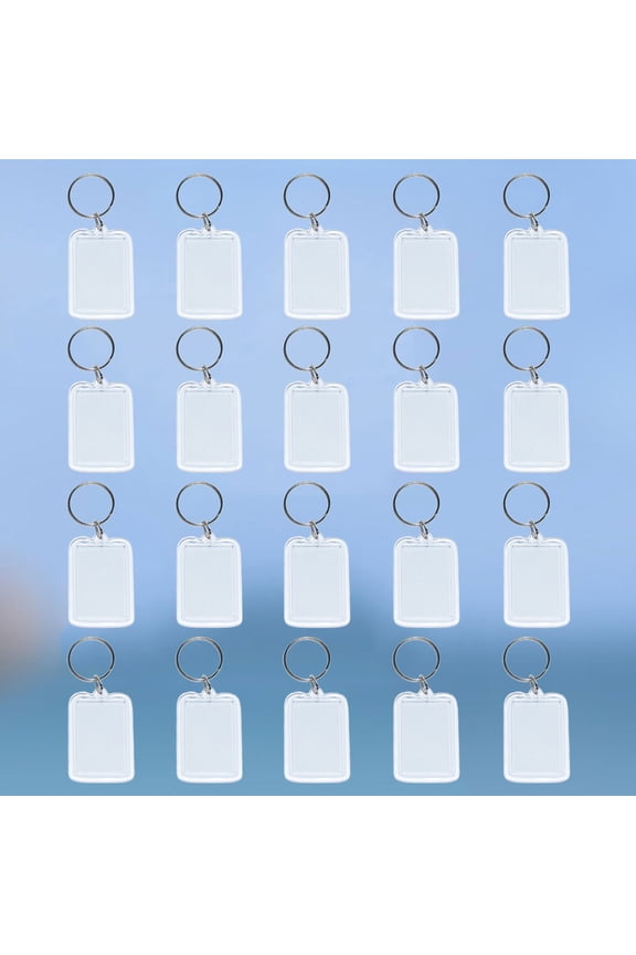 30Pcs Transparent Acrylic Keyring with Blank Insert for Custom Photo Frame Keychain Use