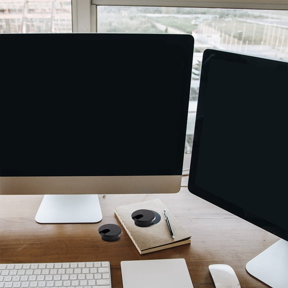 ETHZZLE 30Pcs Desk Data Line Organizer Black Cable Hole Cover Smooth Protective Sleeve