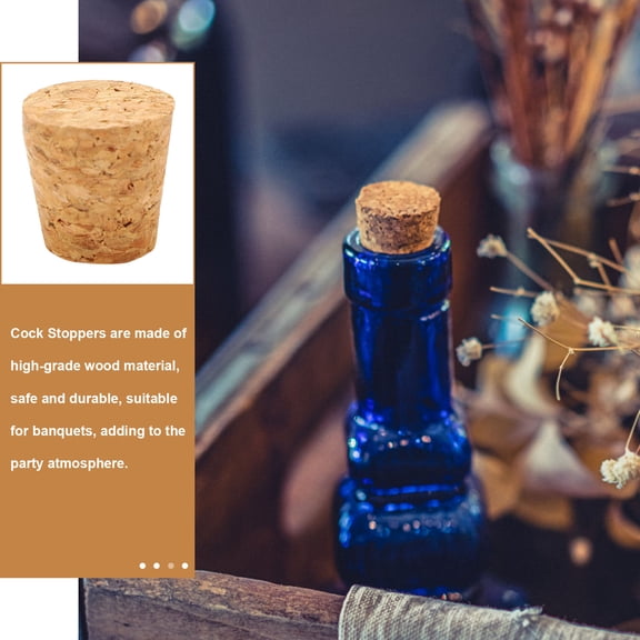 ETHZZLE 30Pcs Wood Bottle Cork Stoppers Light Brown Sealing Plugs for Beverage Bottles