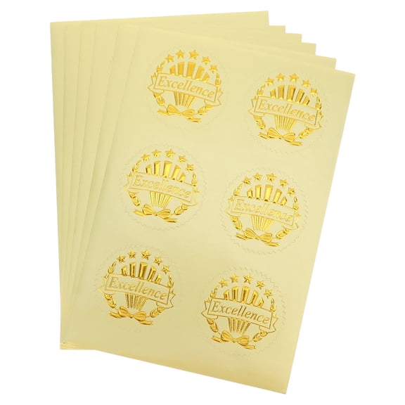 ETHZZLE 36Pcs Self Adhesive Certificate Medal Stickers Golden Foil Diploma Labels