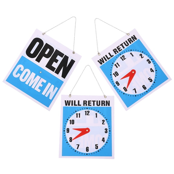 ETHZZLE 3Pcs Assorted Color Will Return Wall Signs Made from PVC with Clock Decor for Restaurant Garden and Store