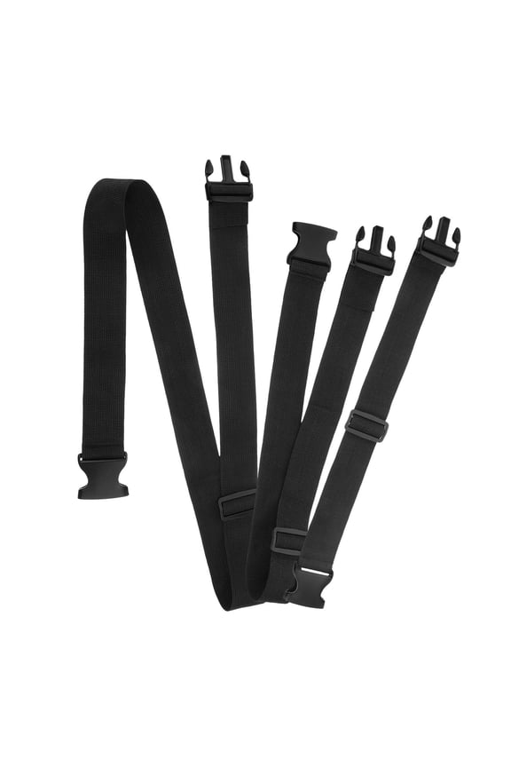 3Pcs Black Nylon Buckle Belts Strap for Luggage Binding Adjustable Travel