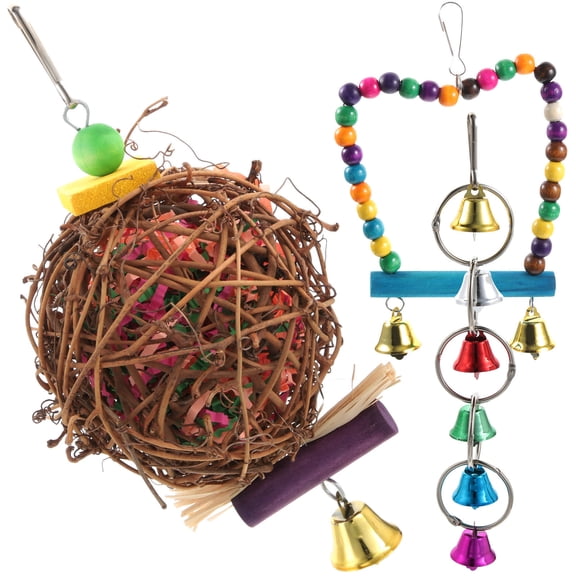 ETHZZLE 3Pcs Bird Accessories Parakeet Toy Rope Wicker Assorted Color For Pet Owners