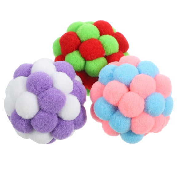 ETHZZLE 3Pcs Soft Lightweight Cat Balls with Bells Assorted Colors for Pet Exercise
