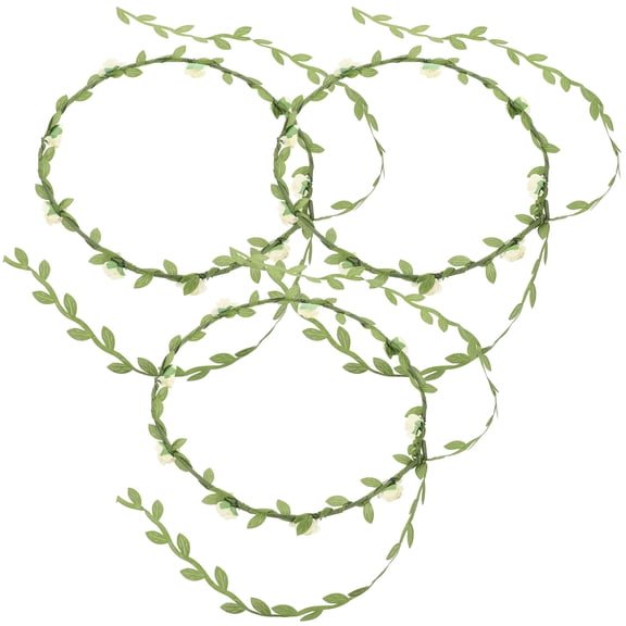 ETHZZLE 3Pcs Elegant Leaf Crowns Beige Flower Hair Wreaths for Engagement and Party Decoration