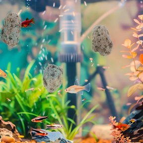 ETHZZLE 3-Piece Floating Aquarium Rock Decorations in Green for Betta Fish Tank Landscape and Aquatic Habitat Accessory