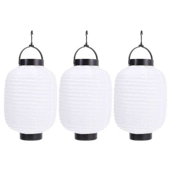 ETHZZLE 3Pcs Foldable White Paper Lanterns with Light for Decorative Asian Lanterns and Restaurant Wall Hanging