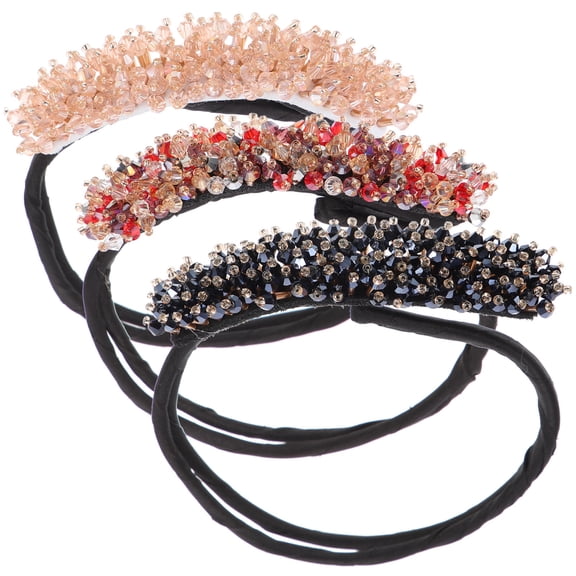 ETHZZLE Stylish Crystal Hair Bun Maker, Assorted Color, Perfect for Travel and Parties, 3Pcs