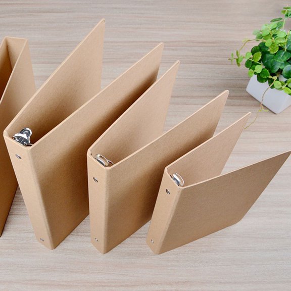 ETHZZLE 3Pcs Hard Kraft Paper Notebook Cover with Iron Binder Shell for Office and School Use in Khaki