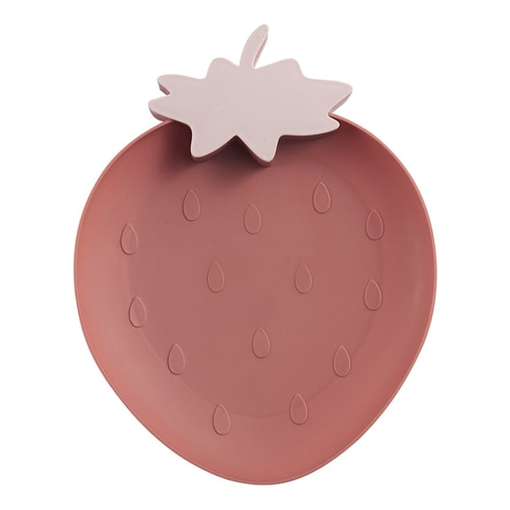 ETHZZLE Strawberry Plate Fruit Plate Plastic 3Pcs Purplish Red