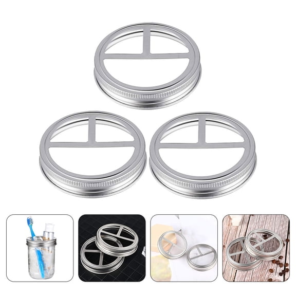 ETHZZLE 3-Pack Toothbrush Holder Jar with Lid, 3 Compartments, Plated Stainless Steel for Bathroom Home Use