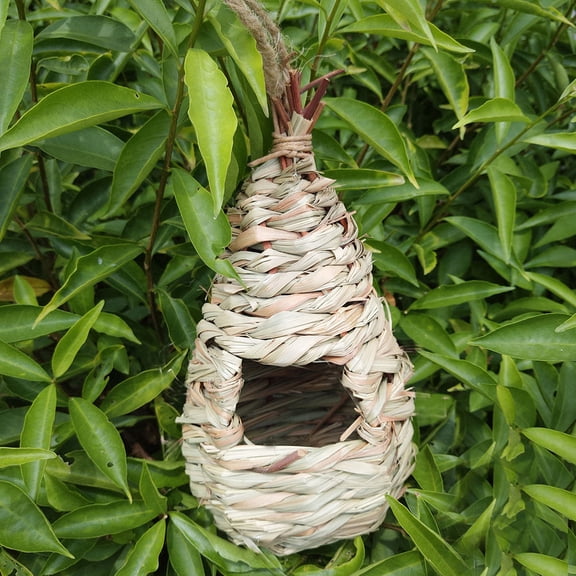 ETHZZLE 3Pcs Olive Green Natural Woven Grass Hanging Birdhouse Nest for Parakeets and Small Pets