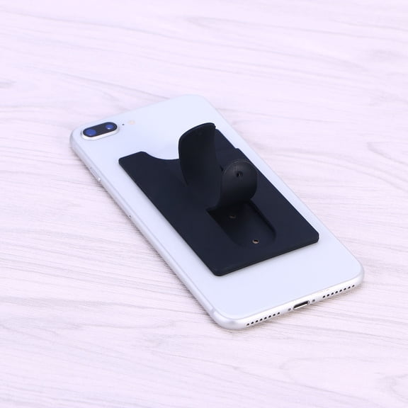 ETHZZLE 3Pcs Phone Credit Holder Stick on Silicone Case with Kickstand and Card Slot Black