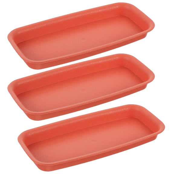 ETHZZLE 3Pcs Red Rectangular Plastic Planter Tray Water Catcher for Indoor Potted Plants