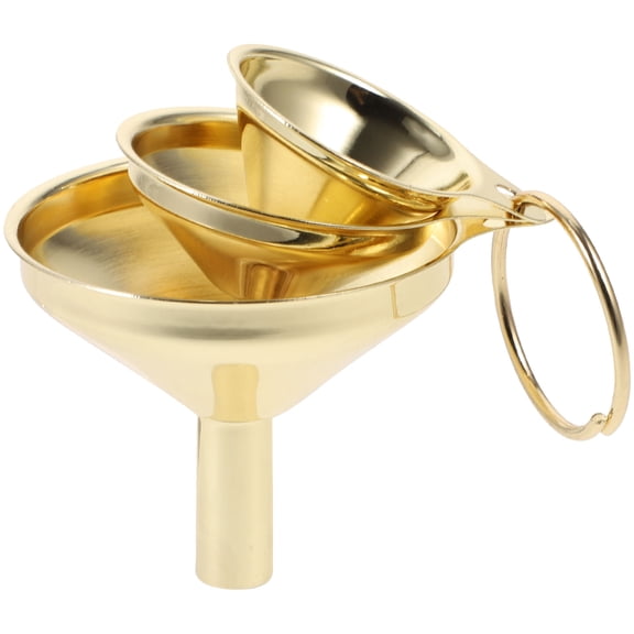 ETHZZLE 3Pcs Portable Stainless Steel Kitchen Funnels with Ergonomic Handles for Easy Filling and Storage