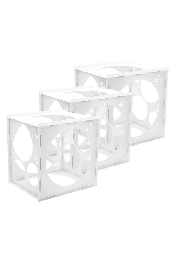 3Pcs Professional Balloon Sizer Box Plastic Measurement Tool Plated Silver for Home and Party