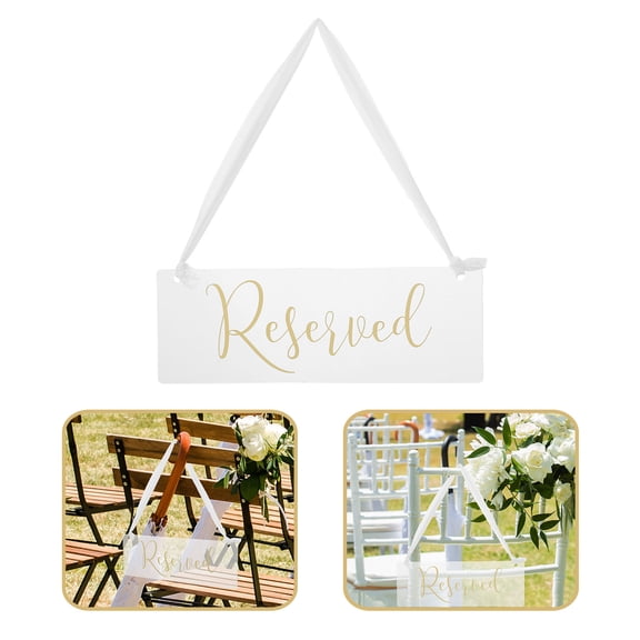 ETHZZLE 3Pcs Golden Acrylic Reserved Seating Plaques for Wedding Ceremony and Reception Hanging