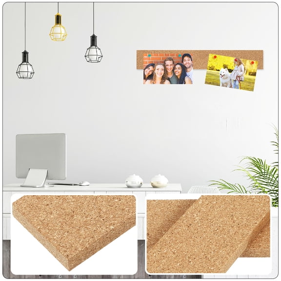 ETHZZLE 3Pcs Frameless Cork Bulletin Bar ps Brown for Office Walls Memo and Photo Display