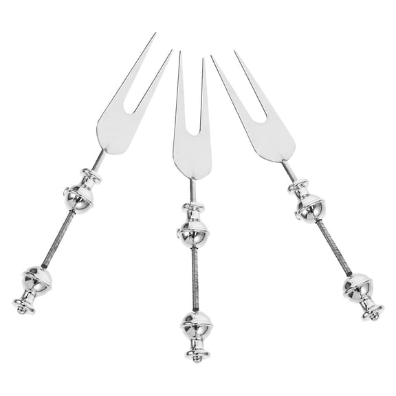 ETHZZLE Set of 3 Stainless Steel Fruit Forks with Unique Bead Handle Design, Perfect for Home, Parties, Picnics, and Everyday Use