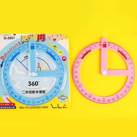 ETHZZLE 3Pcs Teacher Aid Plastic Protractor 360 Degree Rotary School Supplies for Math Angle Measurement
