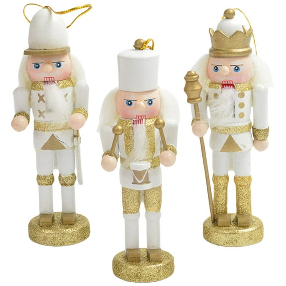 ETHZZLE Set of 3 Traditional Wooden Nutcracker Ornaments for Christmas Tree Decoration and Holiday Party Decor