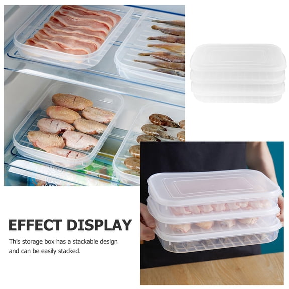 ETHZZLE Set of 3 Transparent Bacon Holders for Refrigerator, Airtight Food Storage Organizer for Freshness