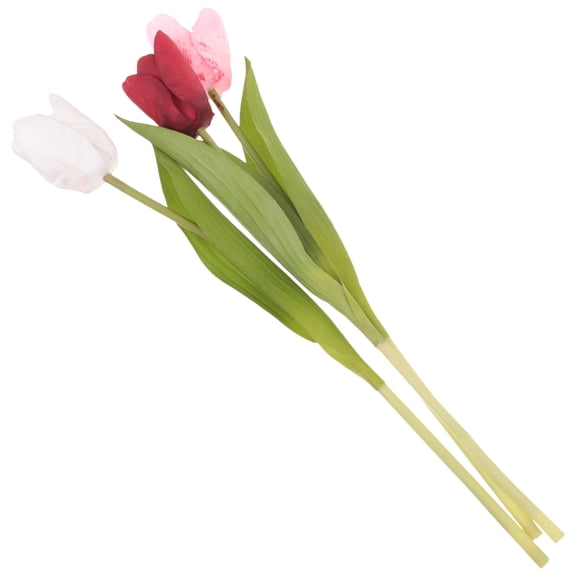 ETHZZLE Lifelike Faux Tulips Assorted Color Silk for Wedding and Party Decor 3Pcs