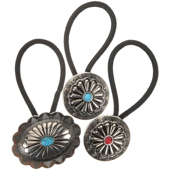 ETHZZLE 3Pcs Vintage Style Elastic Hair Ties Assorted Colors Metal Ponytail Holders for Sports and Yoga
