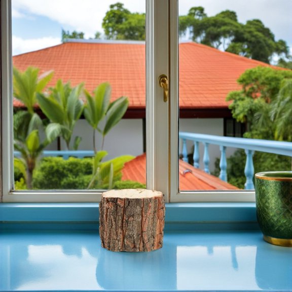 ETHZZLE 3Pcs Wood Log Plant Containers Light Brown Wooden Flower Buckets for Country Style Decor