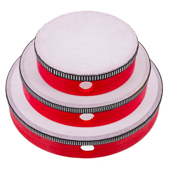 ETHZZLE 3Pcs Red Hand Drum Set Percussion Instruments for Adults and Church Music