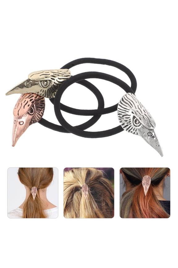 3pcs Crow Skull Hair Ropes: Goth Crow Skull Hair Accessories - Goth Ponytail Holders For Halloween Party Styling And Unique Daily Looks