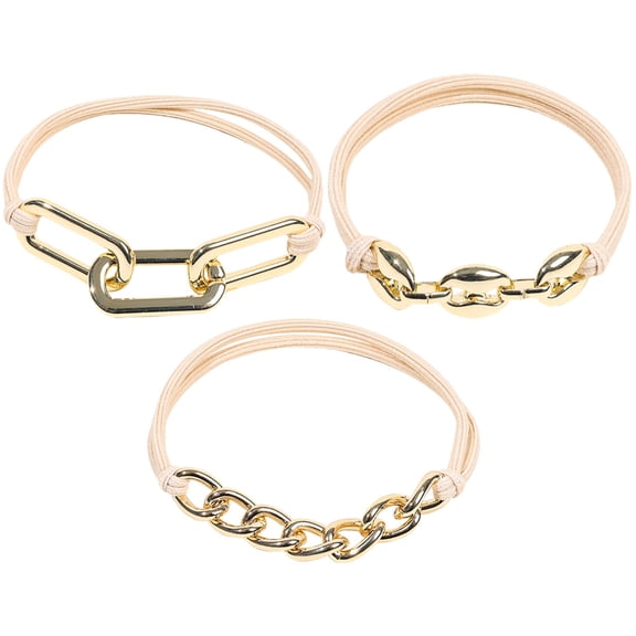 ETHZZLE 3Pcs Elastic Ponytail Holders Golden Hair Bands Ideal As Hair Accessories and Bracelets
