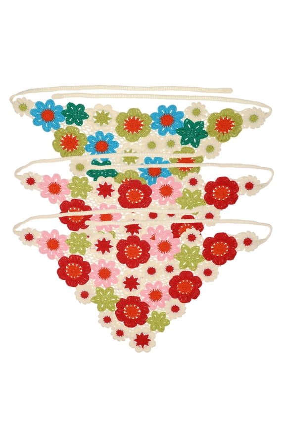 3Pcs Crochet Hair Scarves with Elastic Knit Straps Bohemian Style Head Kerchief Wraps