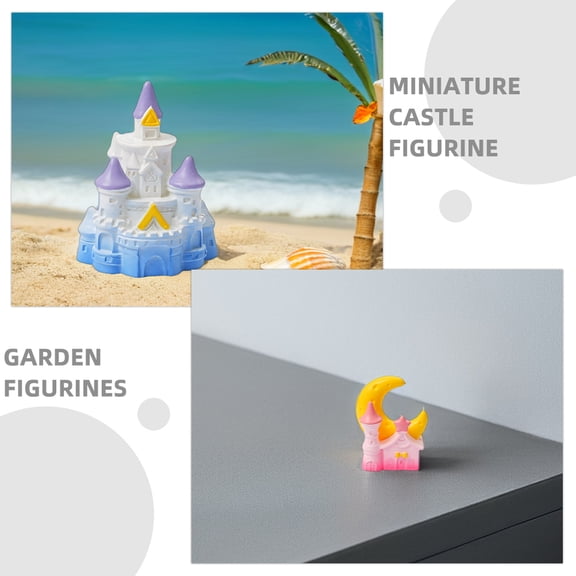 ETHZZLE Resin Castle Model Set of 3 for Garden Decor and Fairy Tale Scenes, Assorted Colors, Charming Miniature Ornaments