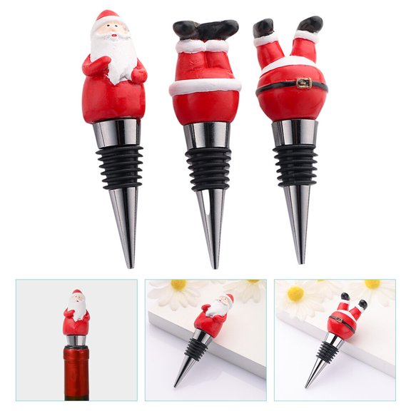 ETHZZLE 3Pcs Christmas Wine Bottle Stoppers Assorted Color Decorative Sealing Party Wine Stoppers