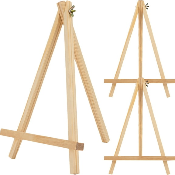 ETHZZLE 3pcs Easel Stand for Kids Painting with Foldable Design Beige Wood for Home Use