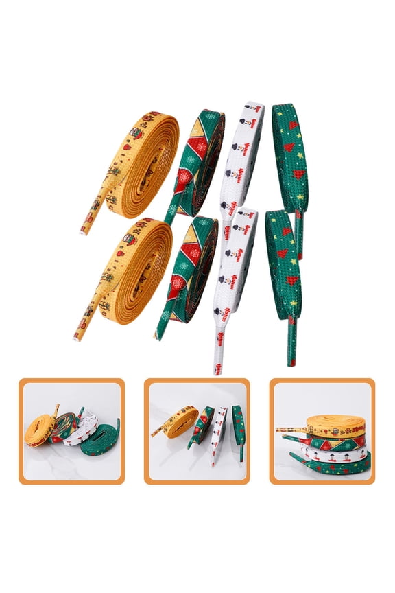 4 Pairs Assorted Color Polyester Boot Shoe Laces Easy to Tie for Christmas