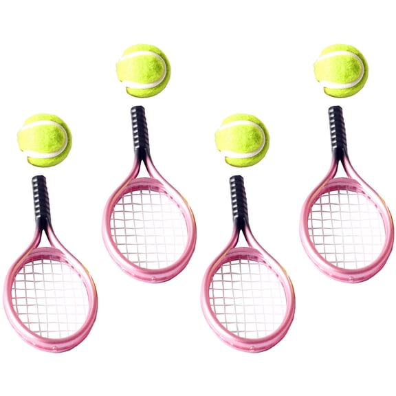 ETHZZLE 4 Sets of Tennis Party Supplies Mini Tennis Rackets Plastic Photography Props Assorted Color
