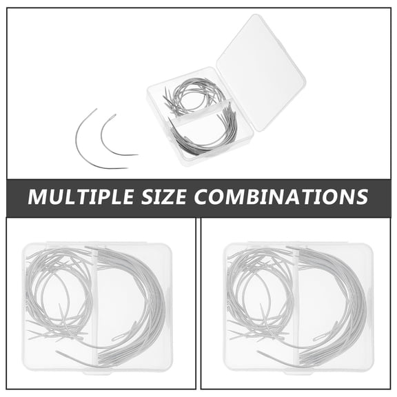 ETHZZLE 40Pcs Curved C Type Sewing Needles Silver Metal for Hand Stitching and Upholstery Work