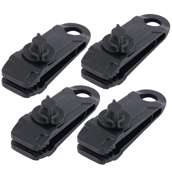 ETHZZLE 4Pcs Portable Black Tarp Clips with Strong Lock Grip for Hiking Tent and Canopy Fixers